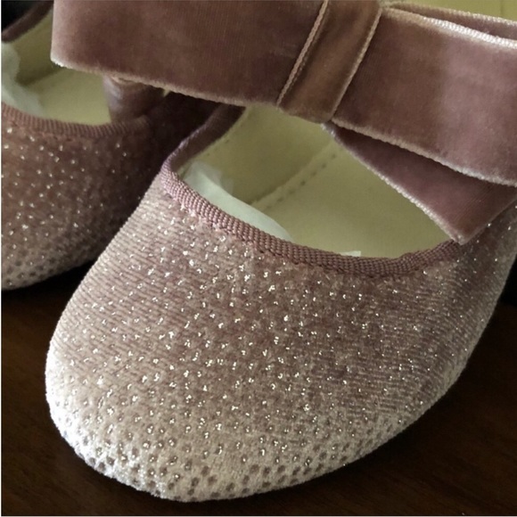 Baby Gap Velvet Ballet Shoes SET Size 5 18-24M Navy Sparkly Lavender Bow NWT!! - Picture 4 of 4
